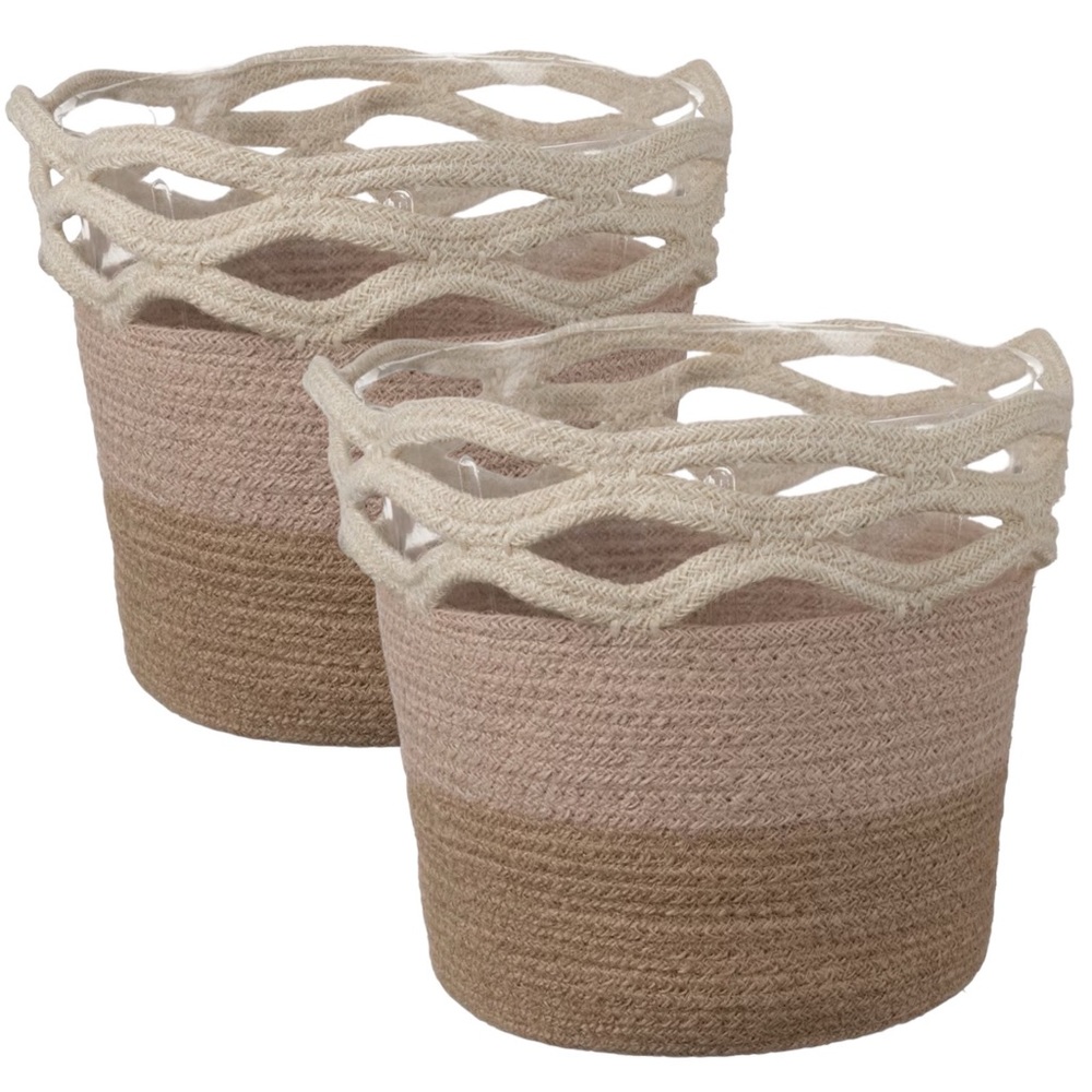 Ikea VÅRDANDE Handmade Plant pot, 10 ¼ " Multicolor/Jute BRAND NEW (SET OF 2)